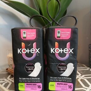 Kotex 2Pk Xpress-Dri Long Wrapped Liners - Black/Pink Packaging Brand New